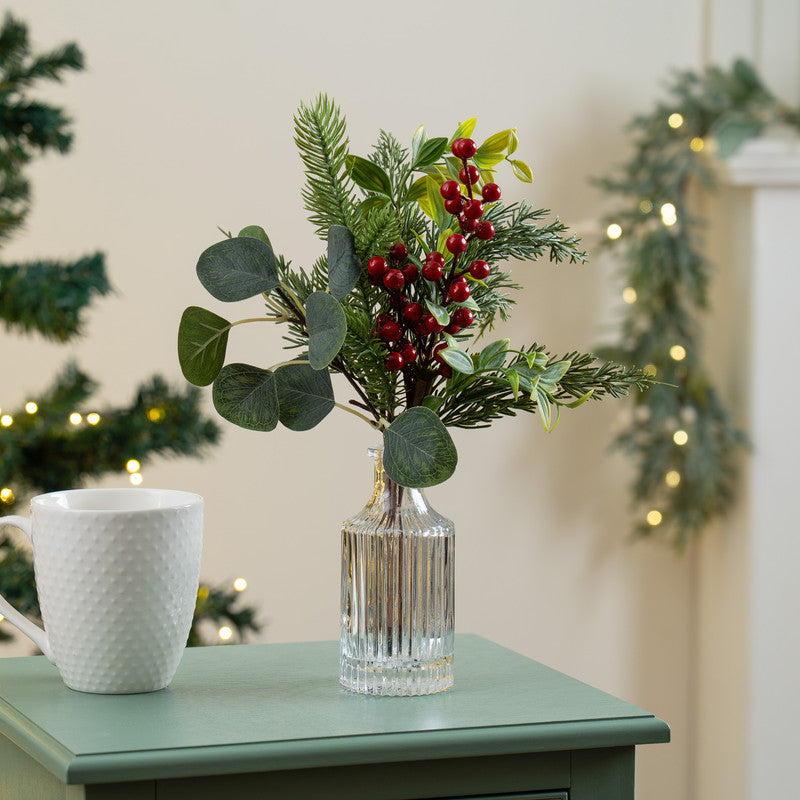 Set of 2 Christmas Bottle Arrangements Red 32cm