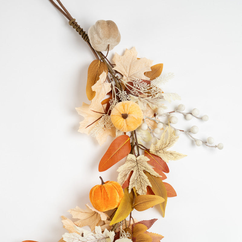 160cm Neutral Velvet Pumpkins Garland