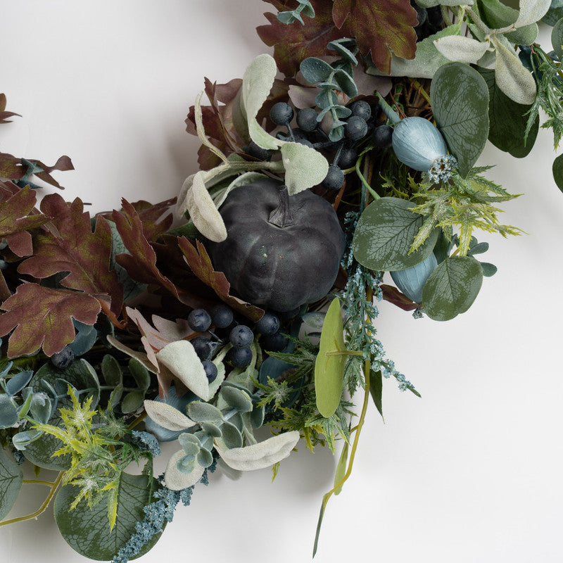 60cm Premium Pumpkin Wreath Teal/Blue