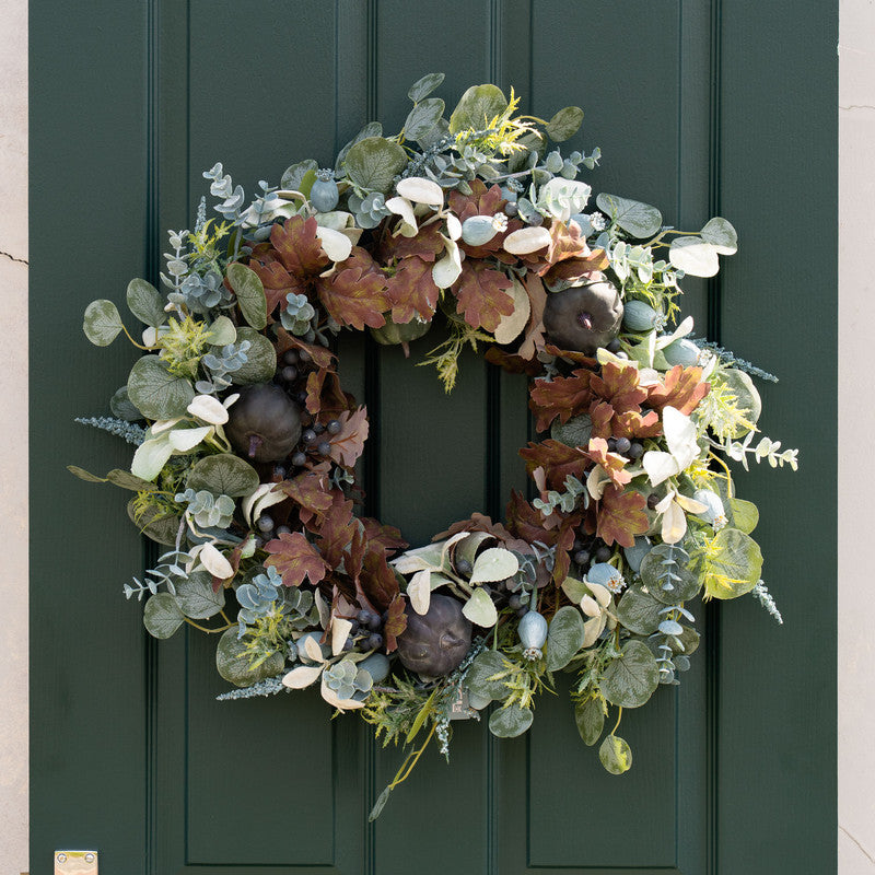 60cm Premium Pumpkin Wreath Teal/Blue