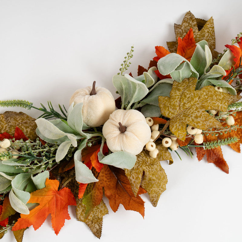 60cm Pumpkin Swag Green / Orange