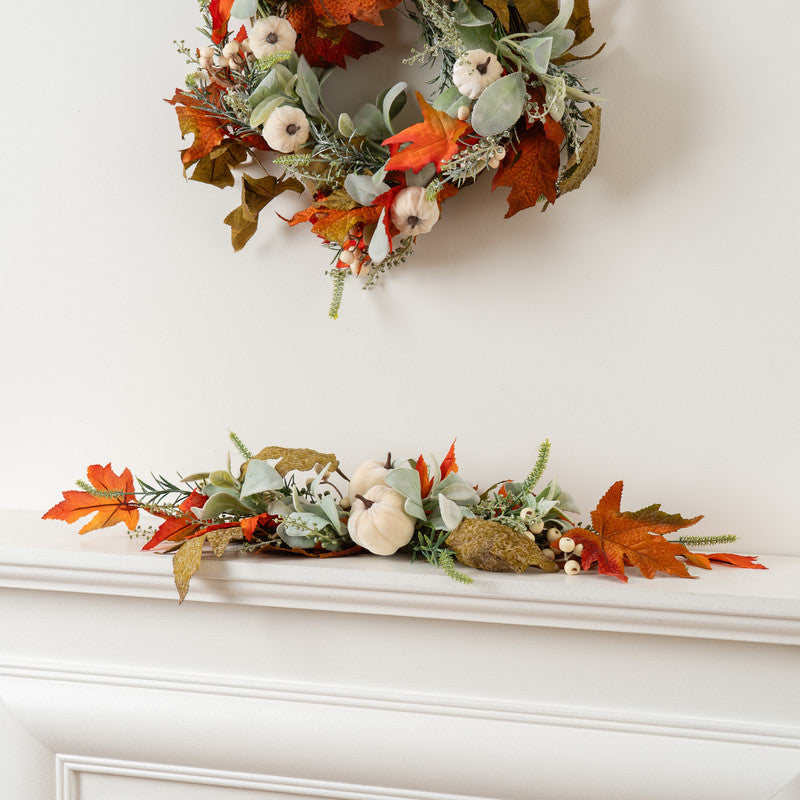 60cm Pumpkin Swag Green / Orange