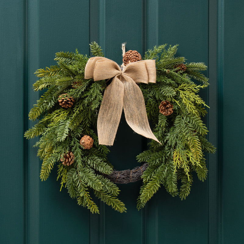 Real Touch Half Wreath with Hessian Bow 50cm