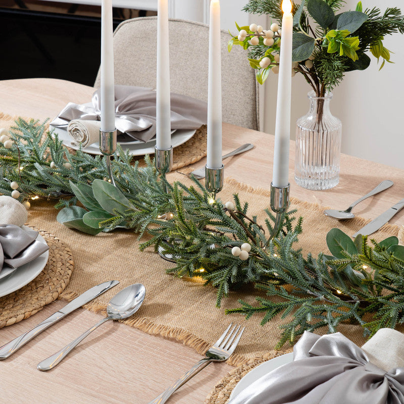 Pre-lit  Frosted Garland with Lambs Ear 150cm