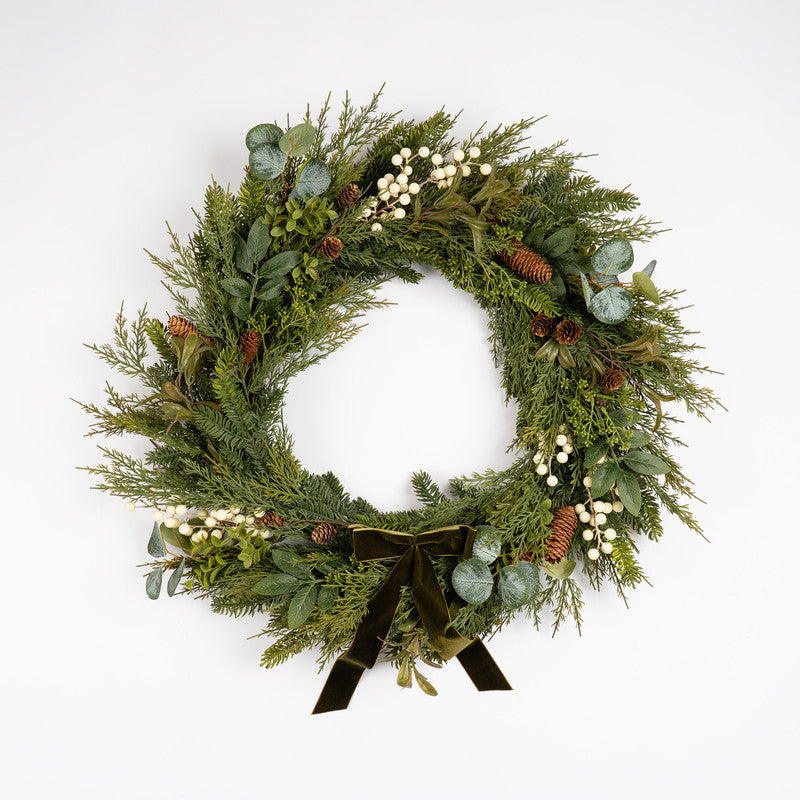 80cm Oversized Wreath with Velvet Bow