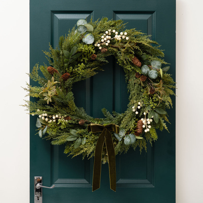 80cm Oversized Wreath with Velvet Bow