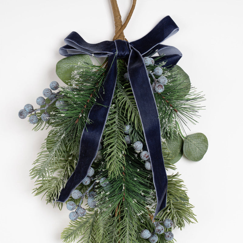 57cm Swag With Navy Velvet Bow