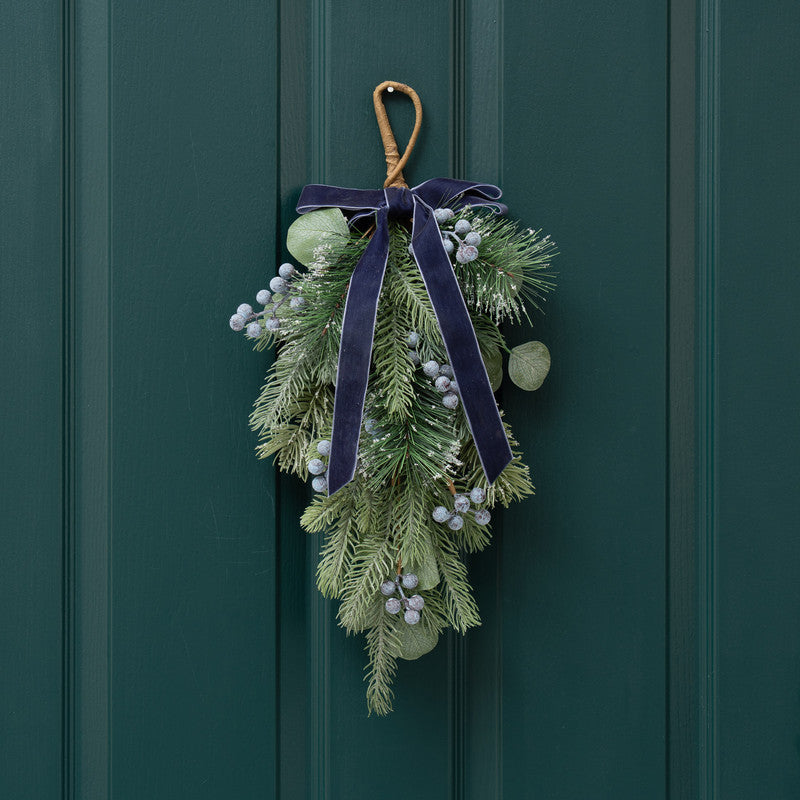 57cm Swag With Navy Velvet Bow