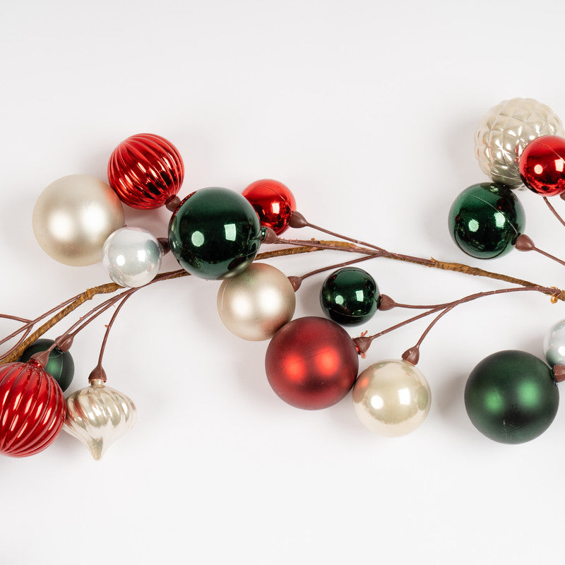 183cm Bauble Garland Green-Red