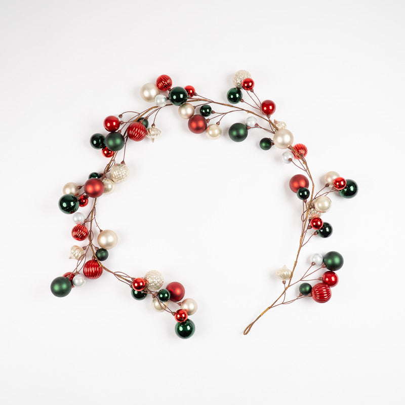 183cm Bauble Garland Green-Red