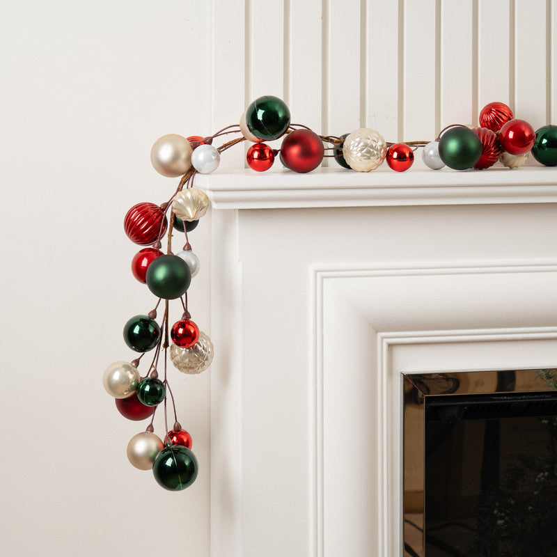 183cm Bauble Garland Green-Red