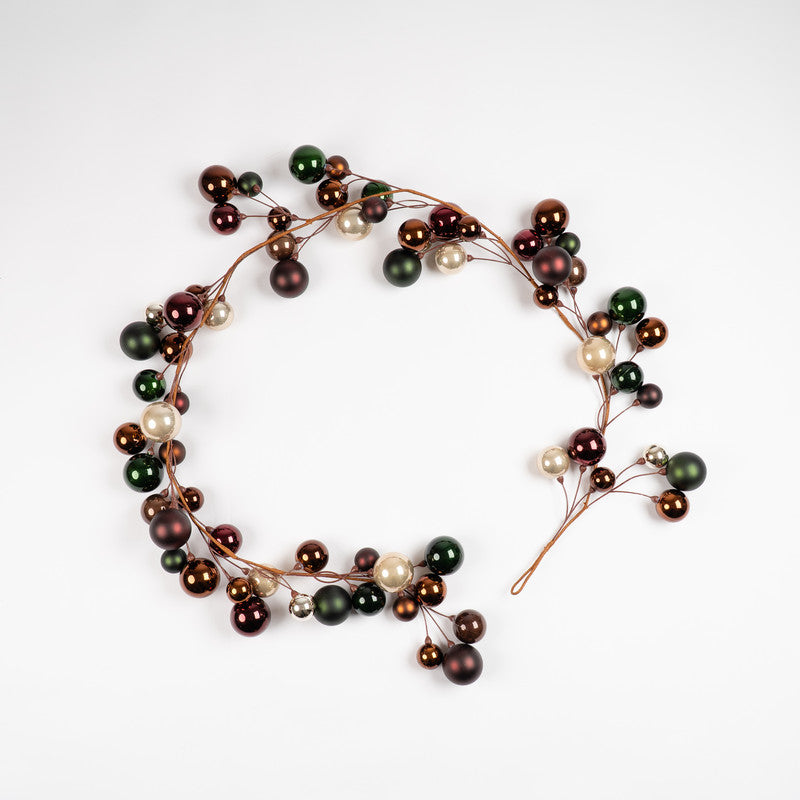 183cm Bauble Garland Green-Bronze