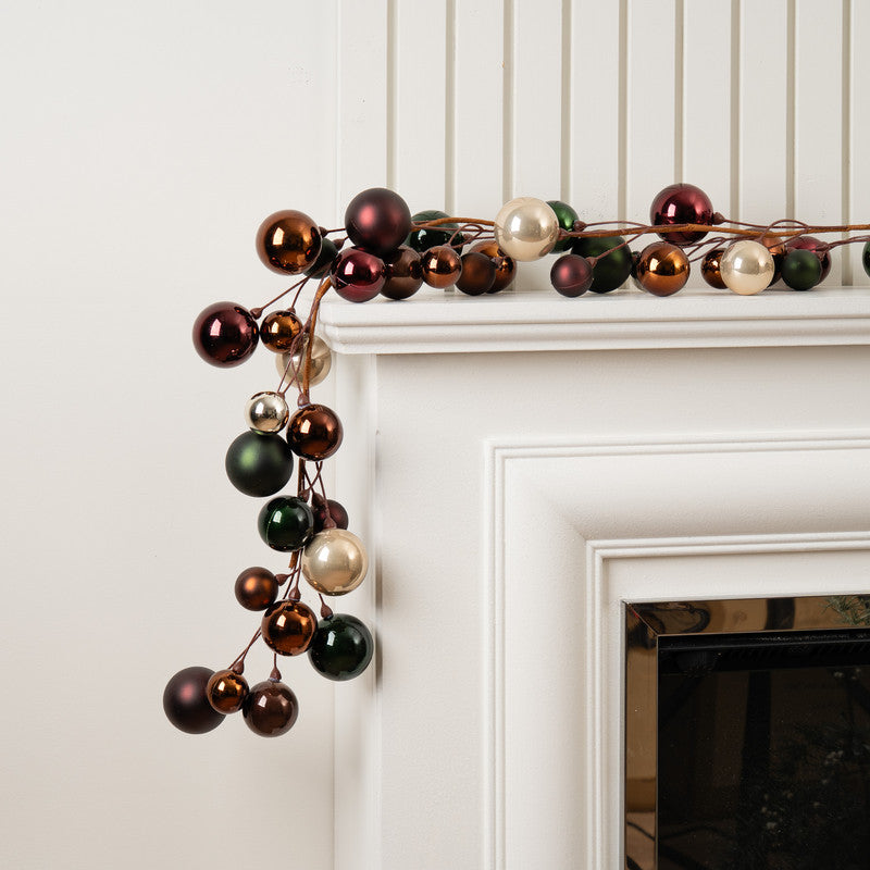 183cm Bauble Garland Green-Bronze