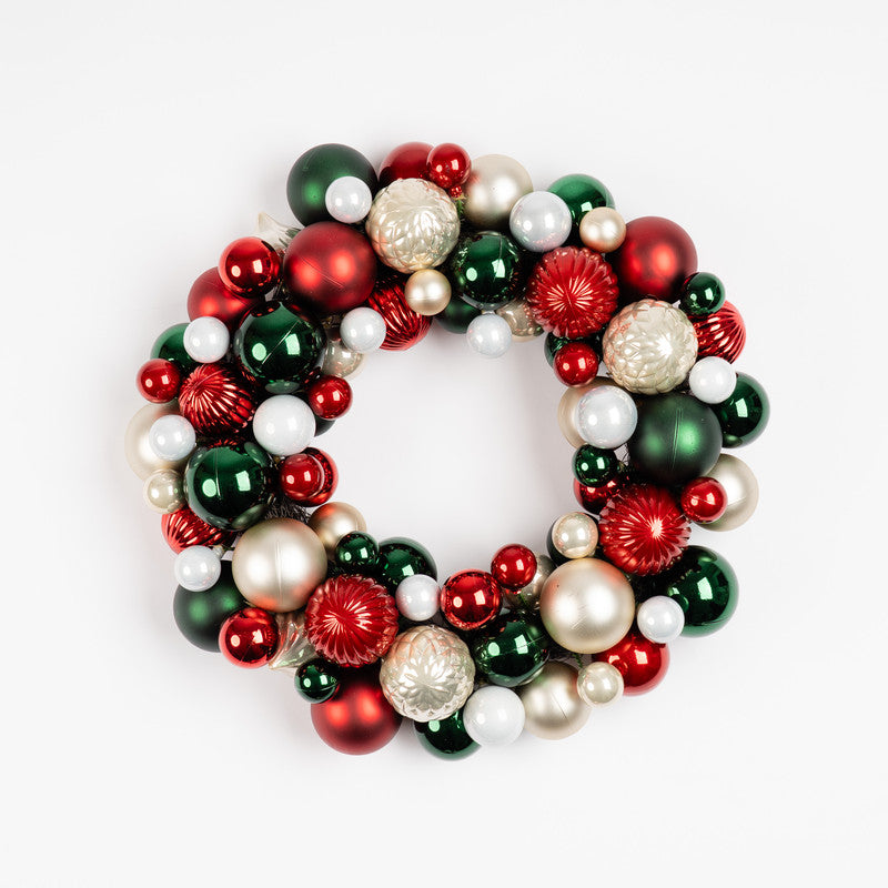 41cm Bauble Wreath Green-Red