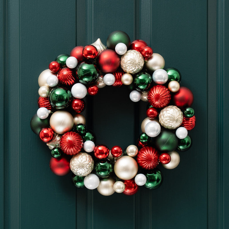 41cm Bauble Wreath Green-Red