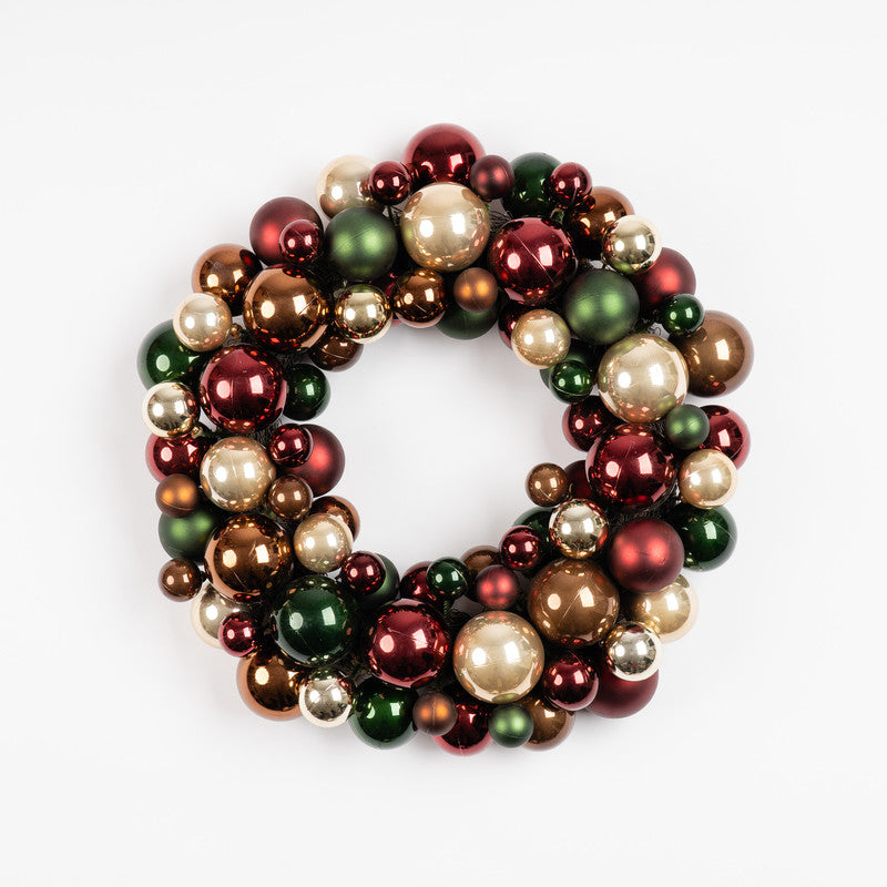 41cm Bauble Wreath Green-Bronze