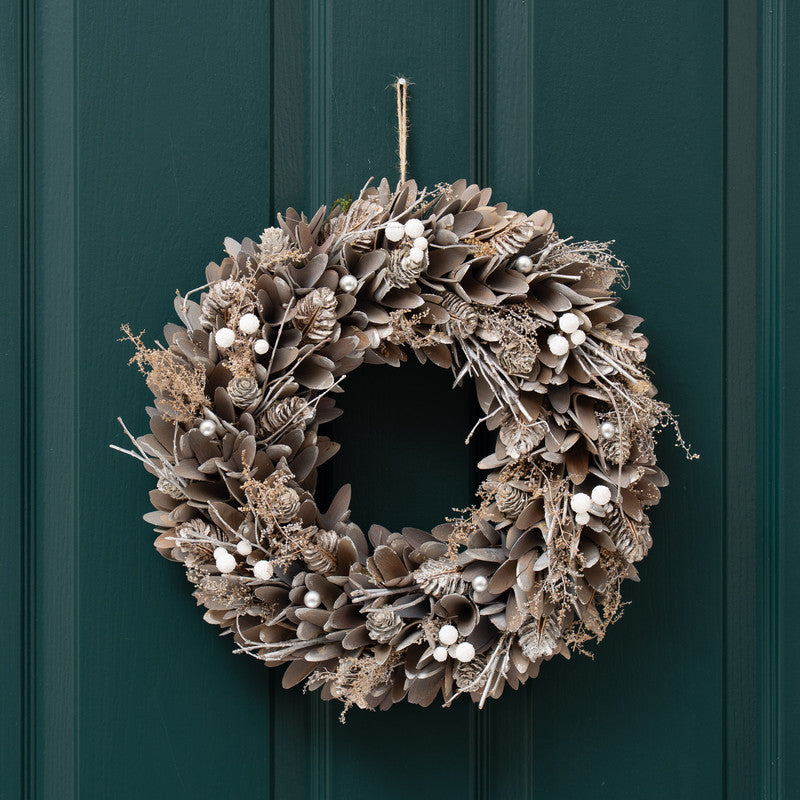 Silver Grey Wood Shave Wreath 38cm