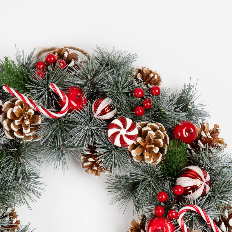 41cm Candy Cane and Berry Wreath