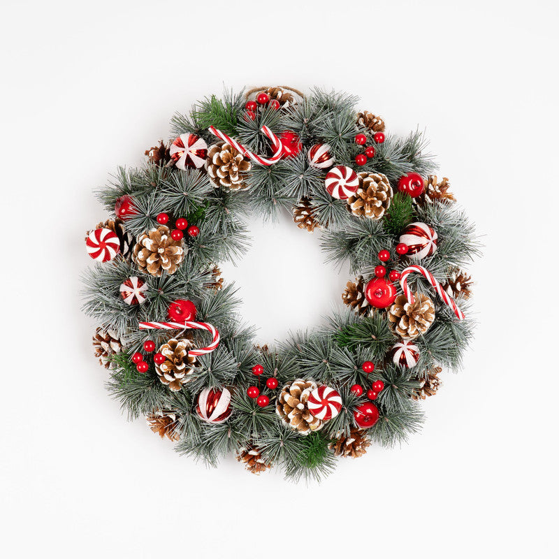 41cm Candy Cane and Berry Wreath