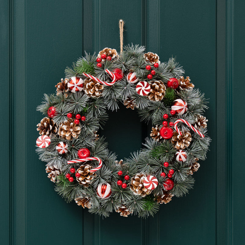 41cm Candy Cane and Berry Wreath