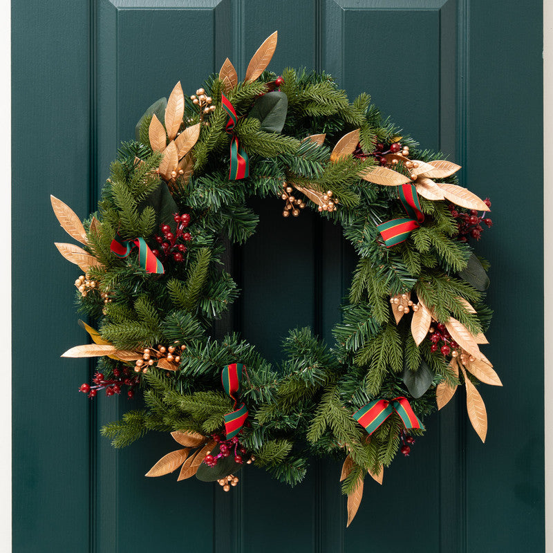 Traditional Wreath with Gold Leaves 60cm