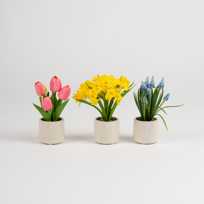 Set of 3 Artificial Spring Pots