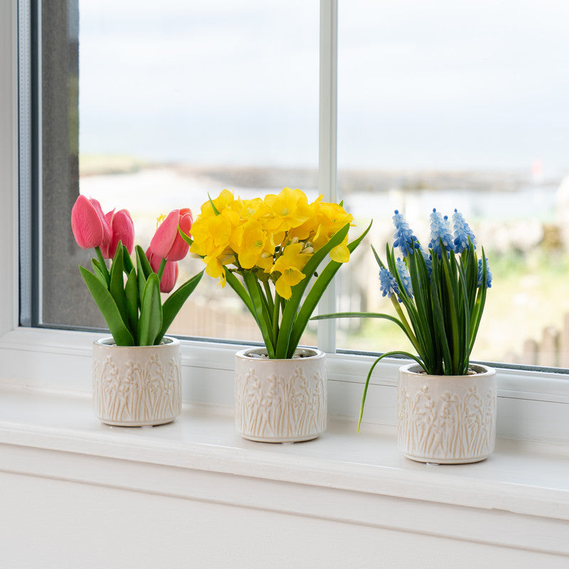 Set of 3 Artificial Spring Pots