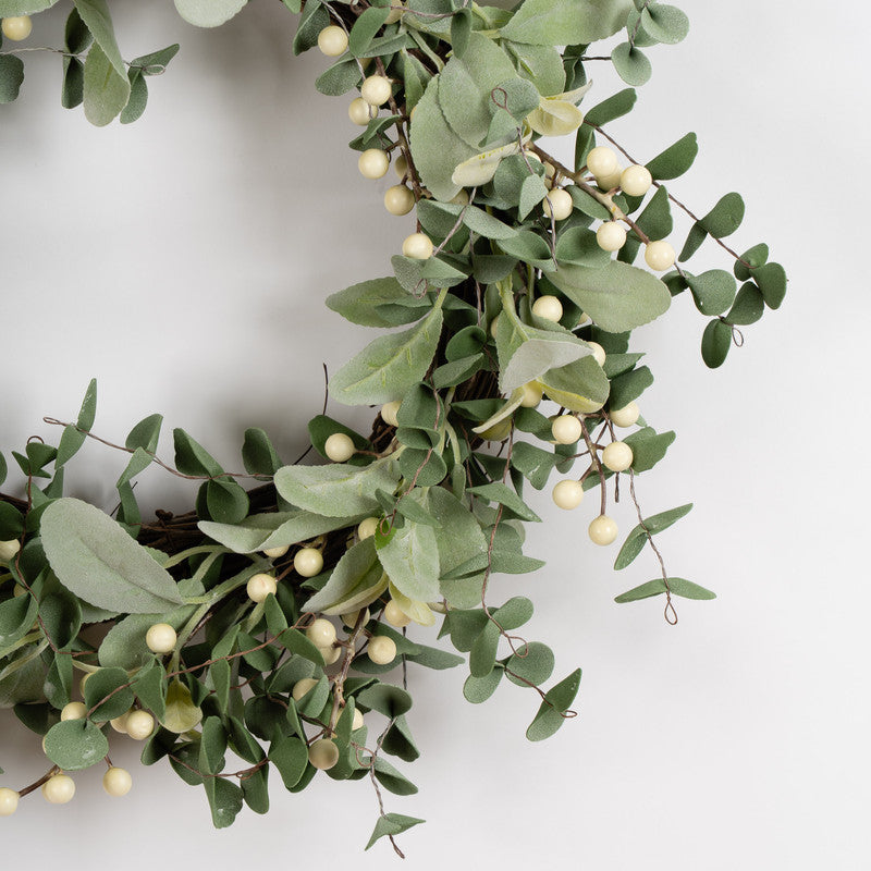 56cm Eucalyptus, Lambs Ear & Berry Wreath