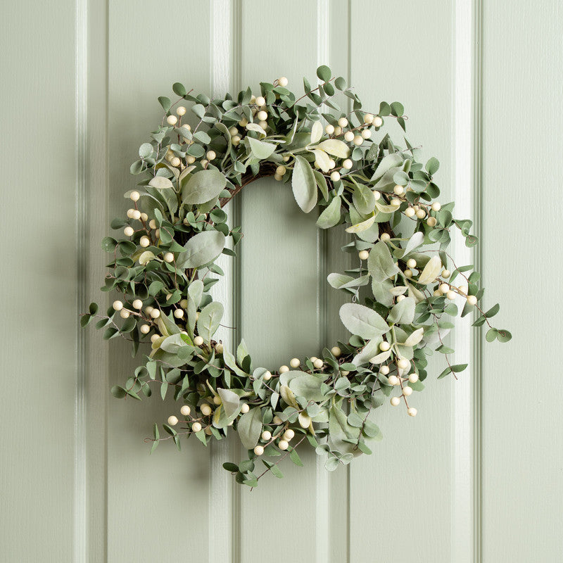 56cm Eucalyptus, Lambs Ear & Berry Wreath