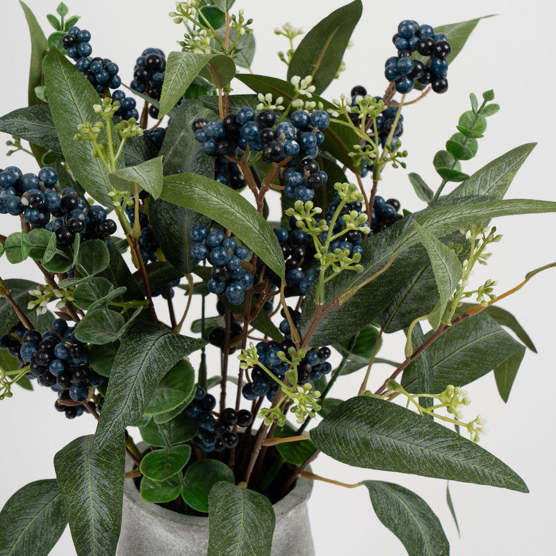 42cm Eucalyptus and Berry Arrangement in grey Ceramic Vase