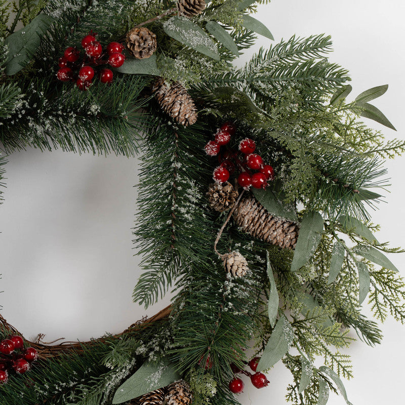 60cm Frosted Berry & Cone Wreath