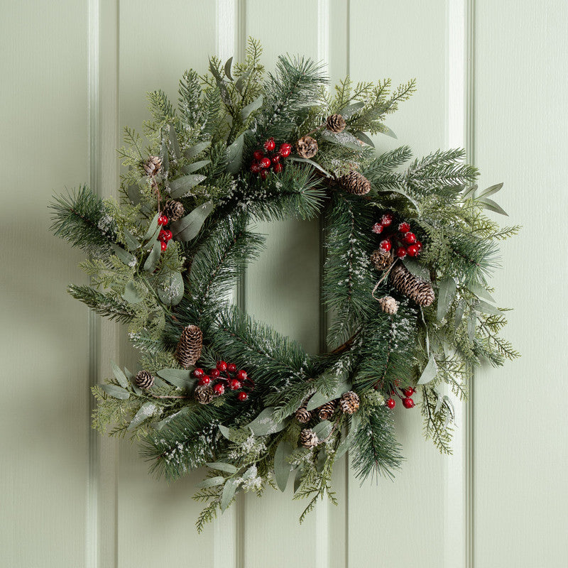 60cm Frosted Berry & Cone Wreath