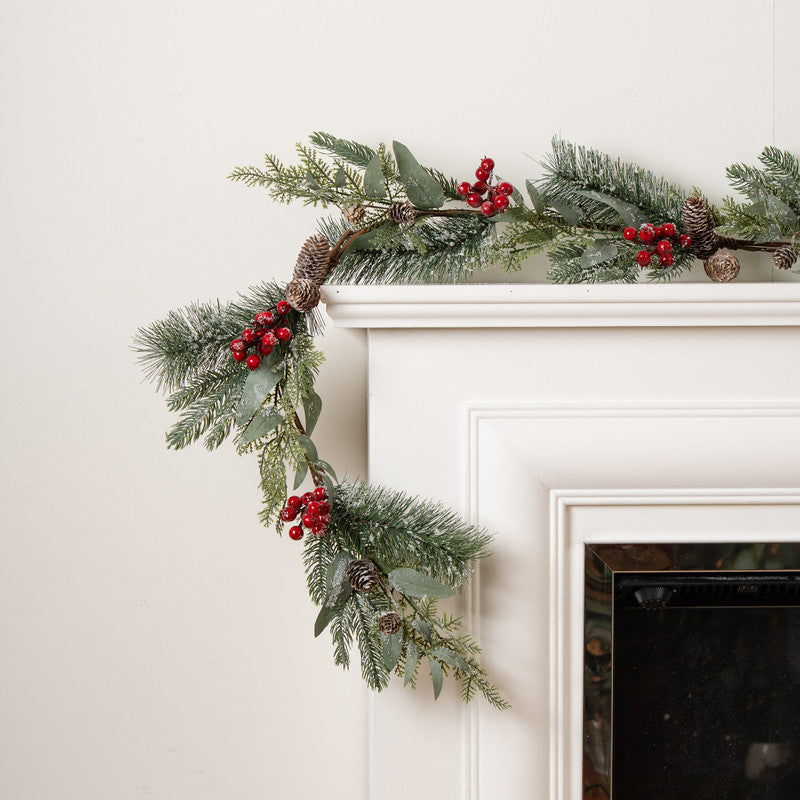 180cm Frosted Berry & Cone Garland