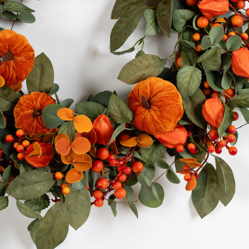 60cm Rich Orange Pumpkin Wreath