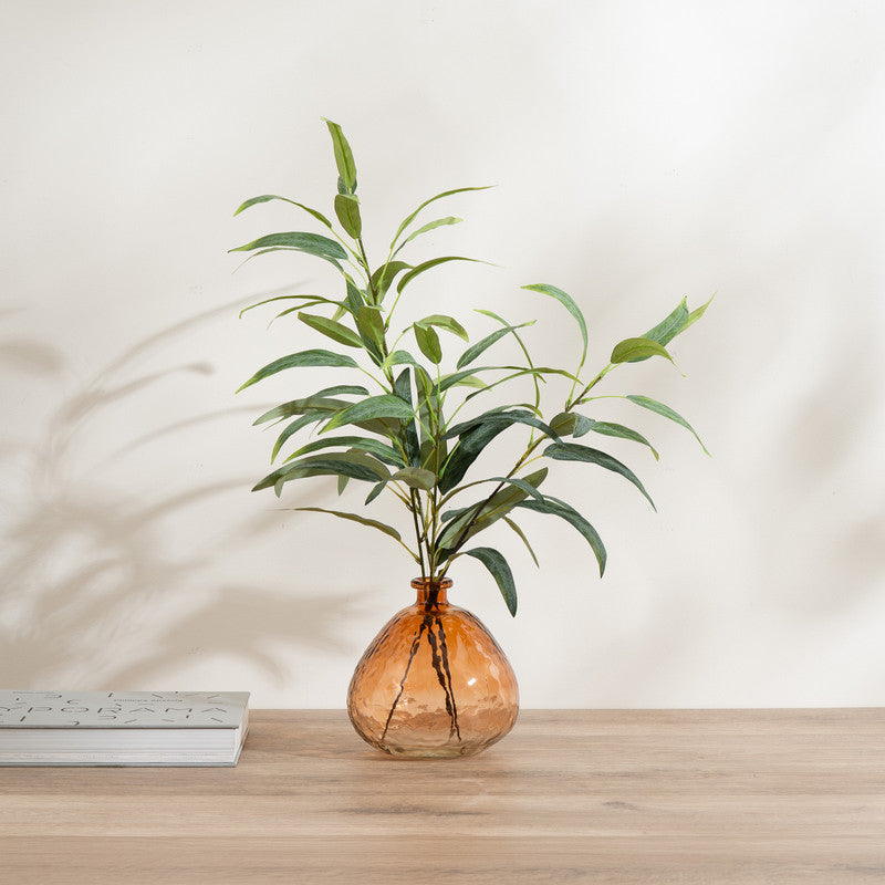 65cm Eucalyptus Arrangement in Amber Glass Vase