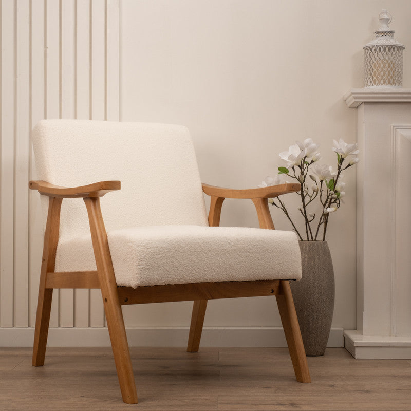 Cream Boucle Flat Arm Chair