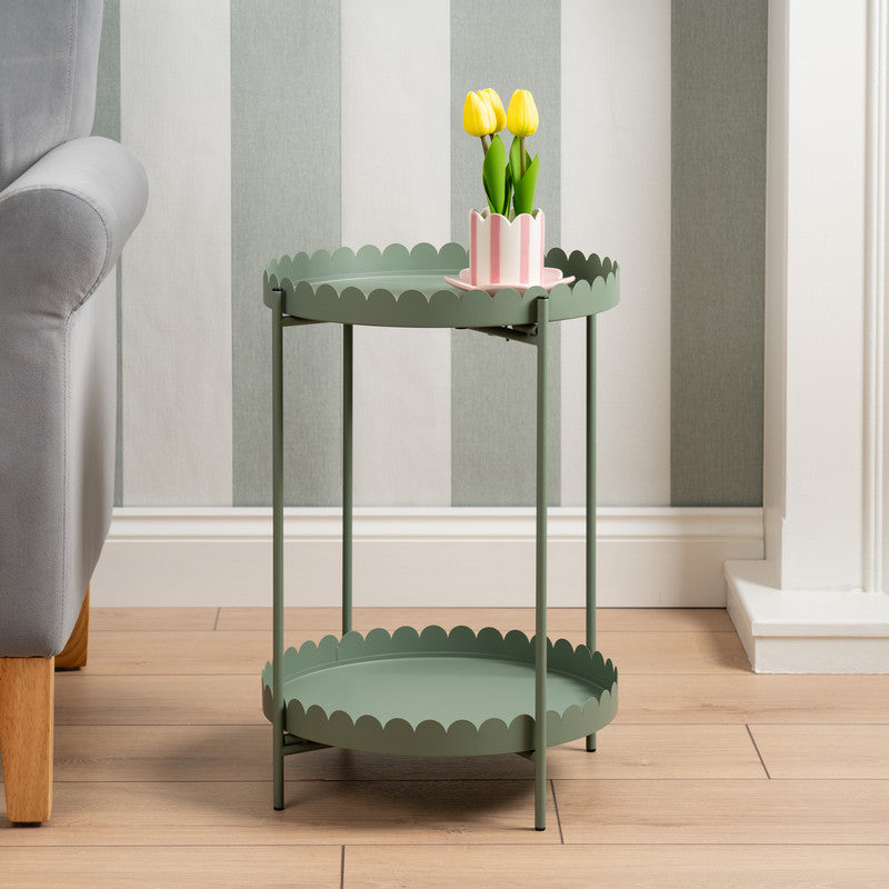 Green Scallop Round Side Table