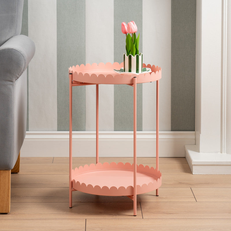 Pink Scallop Round Side Table