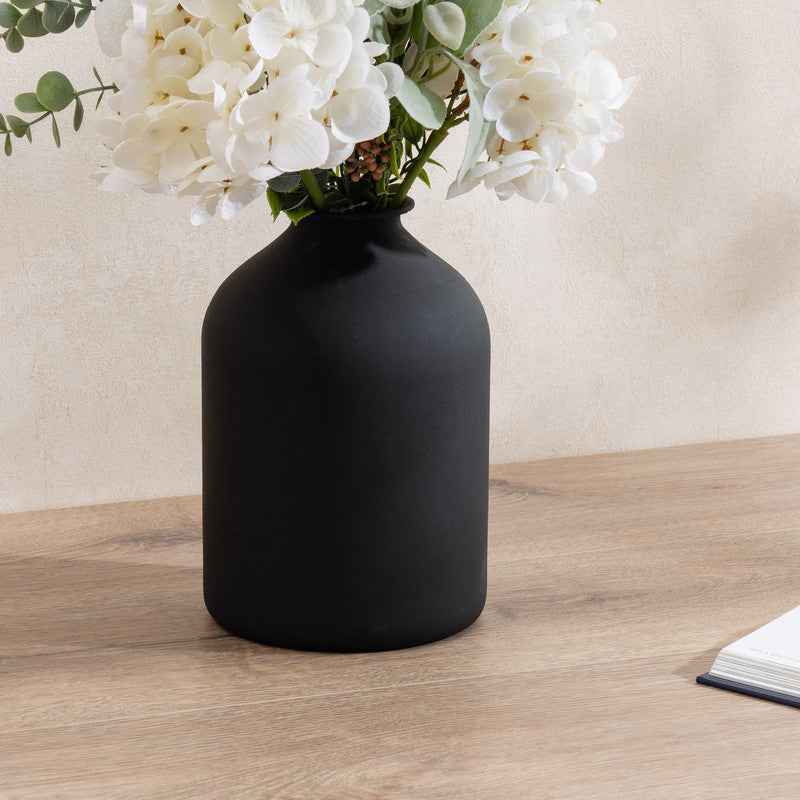 Matt Black Metal Vase 23.5cm