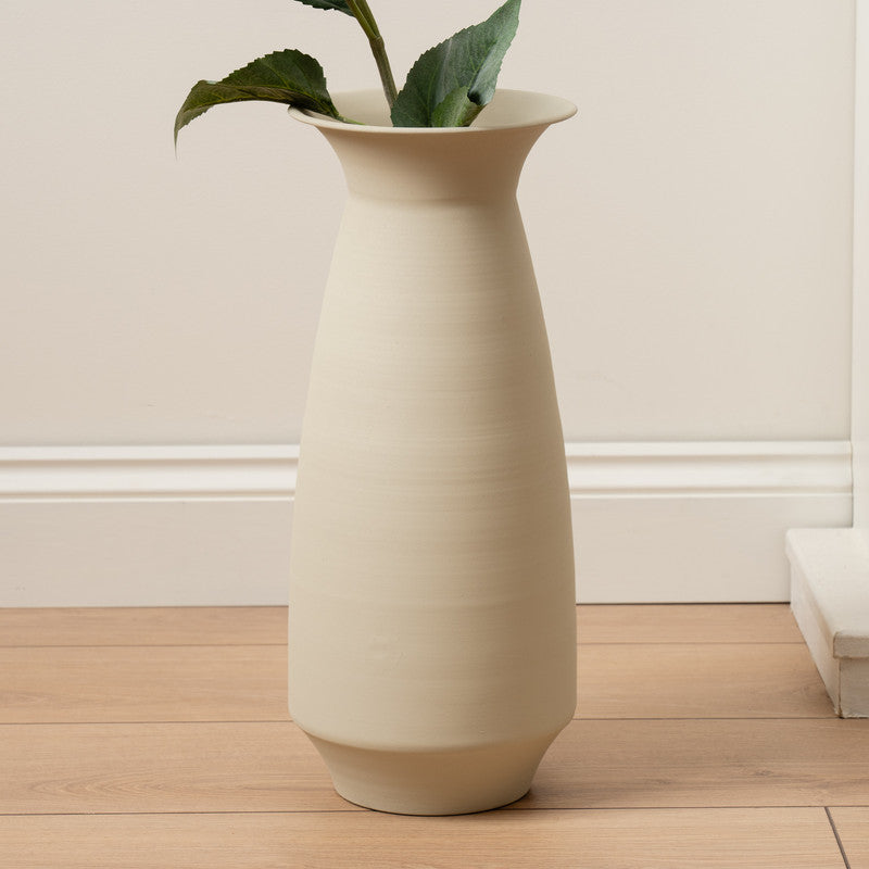 Off White Metal Vase 45cm