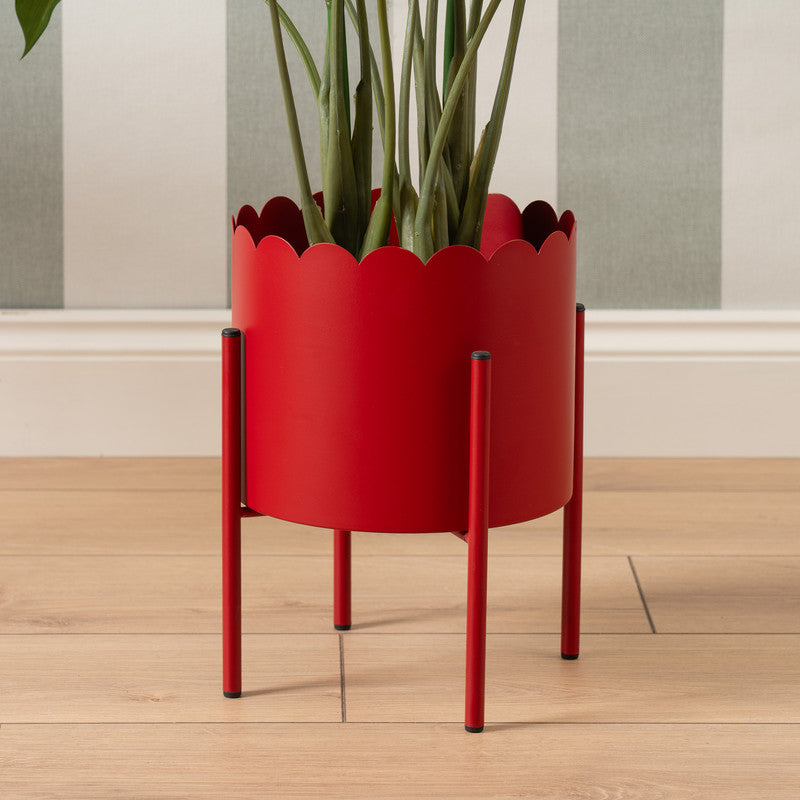 Red Scallop Planter on Stand