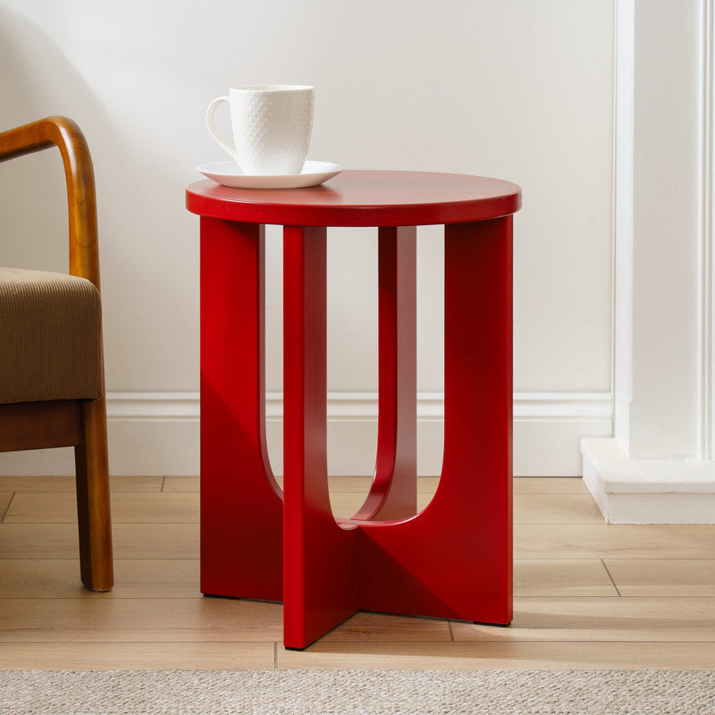 Red Round Side Table