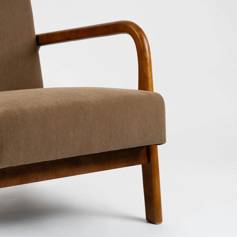Taupe Cord Curved Arms Chair