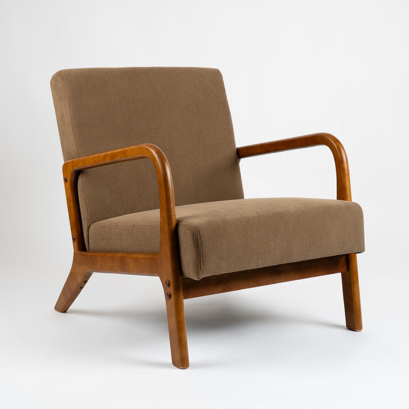 Taupe Cord Curved Arms Chair