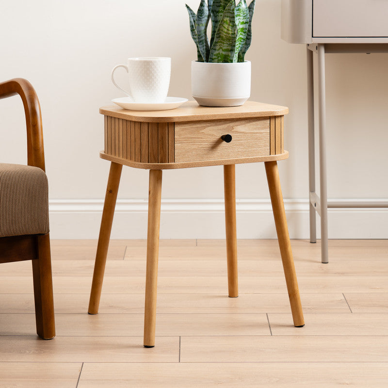 Curved Organic Solid Wood Curved Side Table