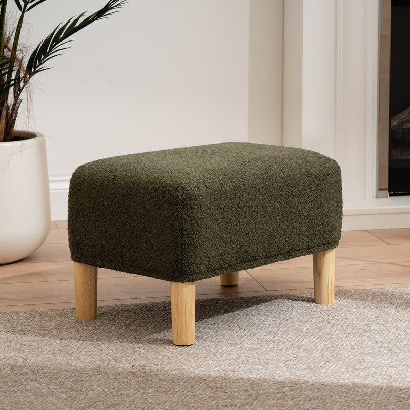 Green Boucle Foot Stool