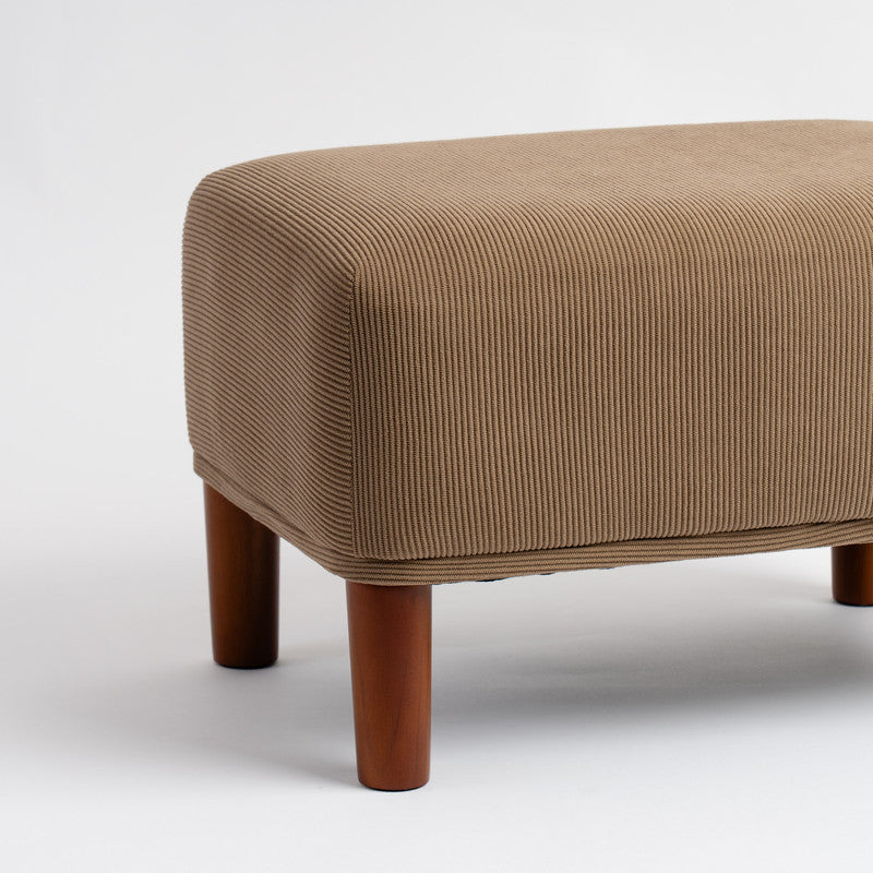 Taupe Cord Foot Stool with Dark Legs