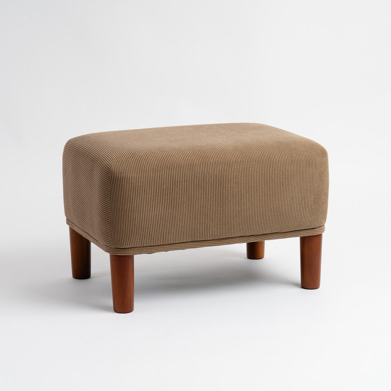 Taupe Cord Foot Stool with Dark Legs