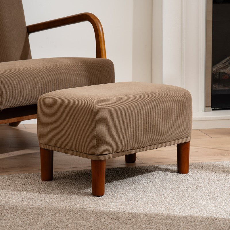 Taupe Cord Foot Stool with Dark Legs