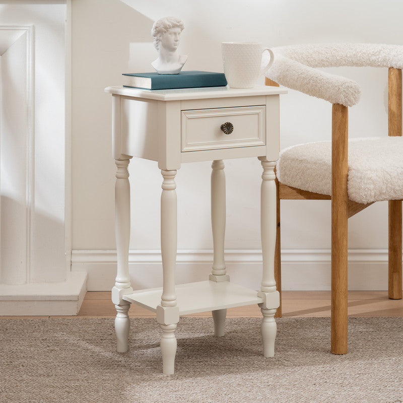 Ivory Side Table with Drawer